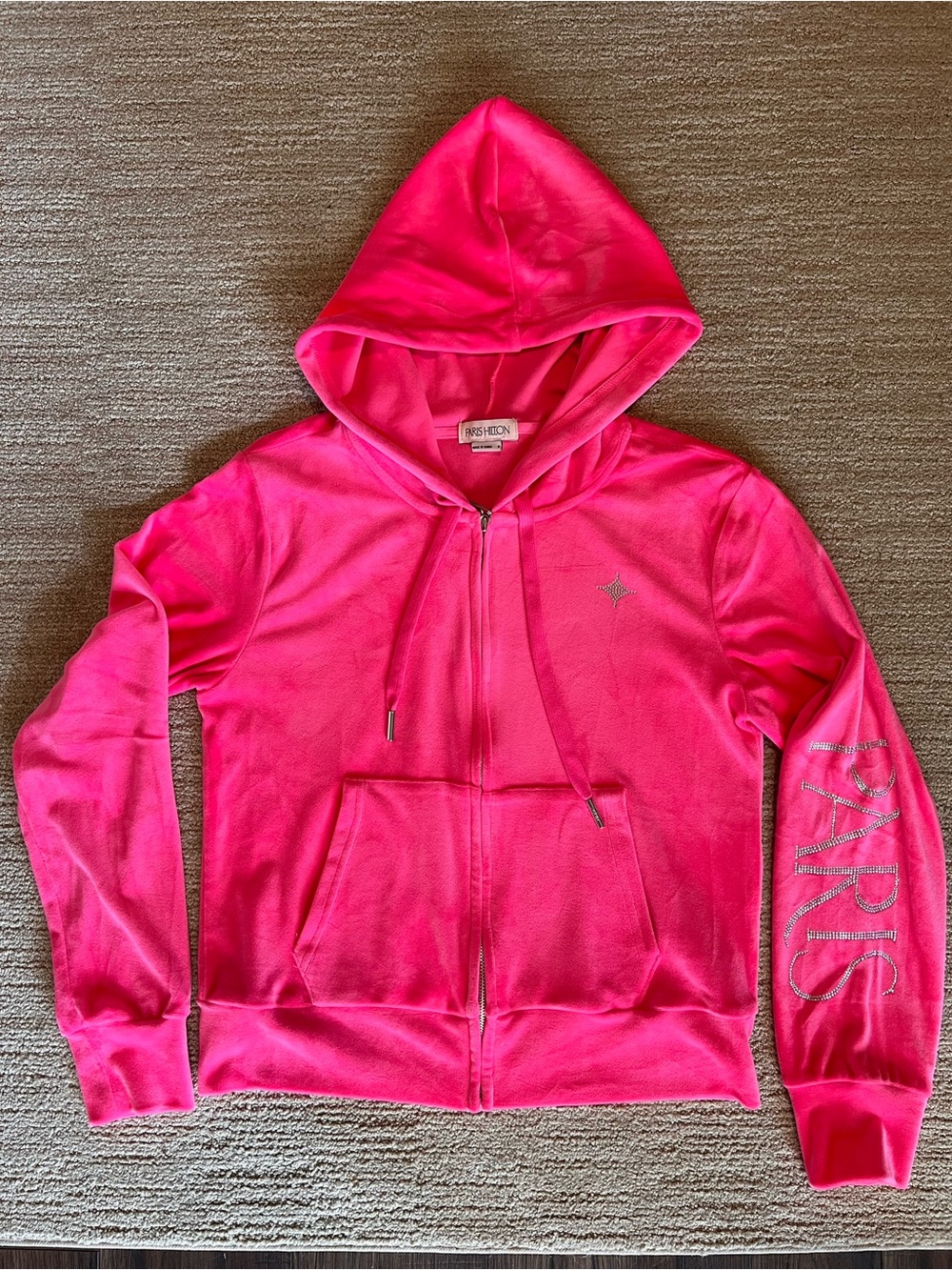 💖 Paris Hilton Hot Pink Velour Zip Hoodie 💖